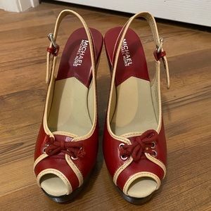 Red Michael Kors platform sandals